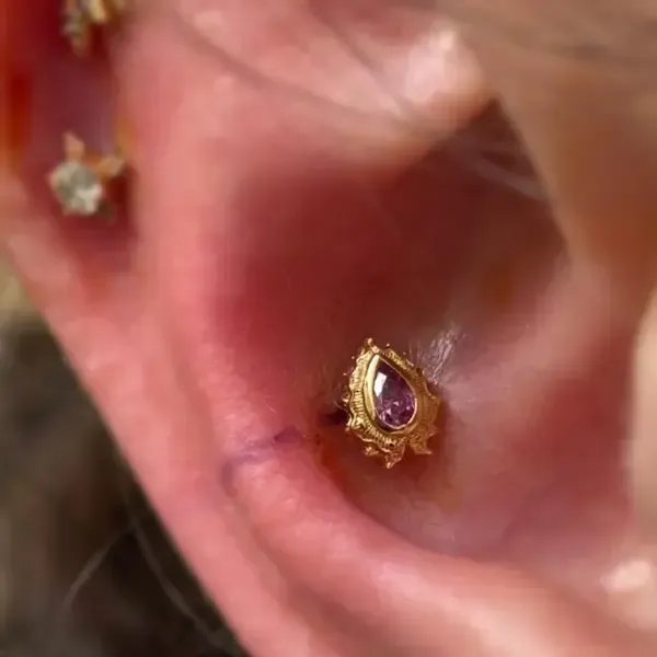 JOLI percing VIOLET  dans l'oreille-1