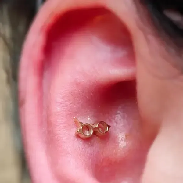 une tres fine percing dans l'oreille
