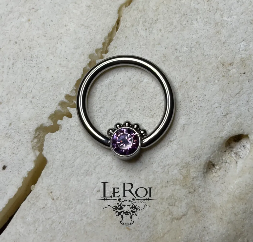 Anneau titane pierre Swarovski améthyste